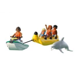 PLAYMOBIL 71905 Set Paseo en Bote Banana con Moto Acuática, 4 Figuras y Delfín, Juguete Acuático para Niños +4 Años