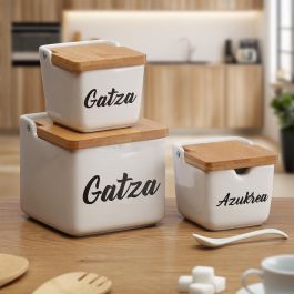 Salero Blanco Gatza Versa 12.2x11.5x12.2 cm Cerámica (4 Unidades) Salero Blanco Gatza Versa 12.2x11.5x12.2 cm Cerámica (4 Unidades)