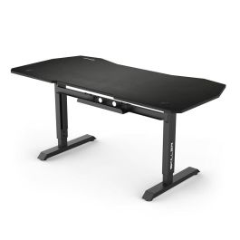 Sharkoon SGD20 Skiller Mesa Escritorio Gaming Ergonómica con Tablero MDF Negro y Diseño de Riñón para Configuración Diestra