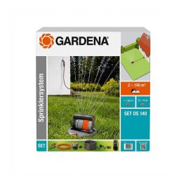 Gardena OS 140 Aspersor por Impulso de Agua, 140 m² de Cobertura, Sistema Completo con Regulador (Gris/Naranja, 12 Piezas) Precio: 124.58999982. SKU: B15DC2Q2YV
