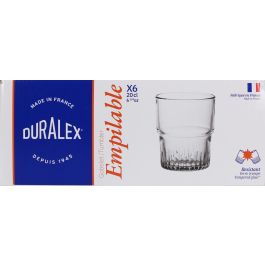 Duralex Set de 6 Vasos Transparentes Apilables 20 cl (12 Cajas)