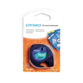 Dymo 91204 Cinta Rotuladora Letratag, Negro Sobre Verde, Plástico, 12mm x 4m