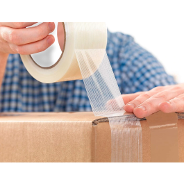 Q-connect Cinta Adhesiva Monofilamentos Transparente para Embalaje 50 mt x 50 mm Reforzada con Fibra de Vidrio