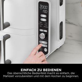 Ninja SL400EUWH Freidora de Aire Doble Stack XL 9.5L Blanco para 8 Personas con 6 Programas y Funciones Múltiples