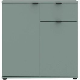 Mueble de almacenaje pequeño GANYMEDE GNMK222LU59 - Aparador 2 puertas, 1 cajón - Salvia - 80,1 x 34,1 x 82,3 cm