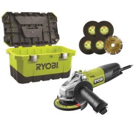 Ryobi Amoladora Angular 800W 125mm con Caja de Herramientas, 1 Disco Diamante y 5 Discos Abrasivos Precio: 104.49999956. SKU: B19AH9XAAS