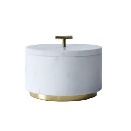 DKD Home Decor Salero Glam de Mármol y Latón Blanco y Dorado 7.6 x 12 x 7.6 cm Colección Marmol 2025 Precio: 11.88999966. SKU: B1AAGMAABF