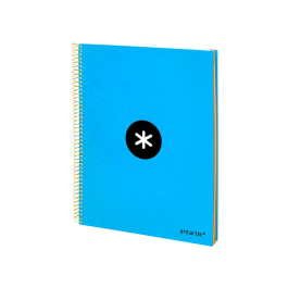 Antartik Cuaderno espiral A4 micro antartik tapa forrada 120h 90 gr horizontal 5 bandas 4 taladros color azul