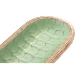 DKD Home Decor Bandeja de Mango Moderna Verde y Natural Colección National Green 30x10x2.5 cm Acabado Lacado Apto Lavavajillas