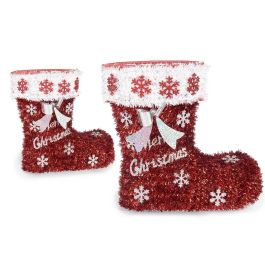 Bota Navideña Espumillón Rojo y Blanco Krist+ 26x27x14 cm (8 Unidades) Precio: 43.49999973. SKU: B1JDHH2VNR