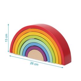 Juguete Arcoíris Waldorf Montessori Grande de Madera - 8 Piezas para Niños +18 Meses | Estimula la Creatividad y Motricidad