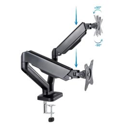 TooQ DB5132TNR-B Soporte de Mesa para 2 Monitores 17-32" hasta 9kg, Giratorio, Inclinable, VESA 75x75 100x100, Negro