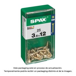 Spax 4081020350121 Caja 25 unidades Tornillo madera cabeza plana Yellox 3,5x12mm rosca completa ranura cruz Z2 4CUT