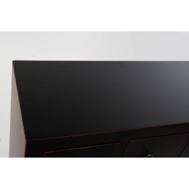 DKD Home Decor Cajonera Oriental Masako Negra y Roja 63x27x101 cm de Abeto y MDF con 6 Cajones y 2 Puertas