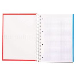 Cuaderno Espiral Liderpapel A4 Micro Crafty Tapa Forrada 120H 90 gr Cuadro 5 mm 5 Bandas 4 Colores Color Rojo