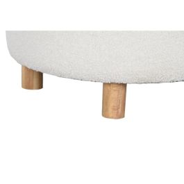 Banqueta Home ESPRIT Blanco Poliéster Madera de caucho Madera MDF 48 x 48 x 43 cm