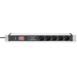 Digitus Regleta de Enchufes PDU 1U 5x Tipo F con Protección Sobrecarga, Filtro de Red y Conmutador 16A 230V