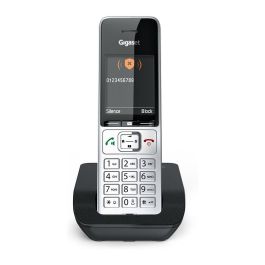 Gigaset COMFORT 500 Teléfono DECT Inalámbrico con Manos Libres, Identificador de Llamadas, 200 Entradas, Negro/Plata