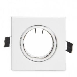 Aro Foco Downlight Empotrable Basculante Cuadrado de Aluminio Blanco 83x83mm para Lámparas GU10/GX5.3
