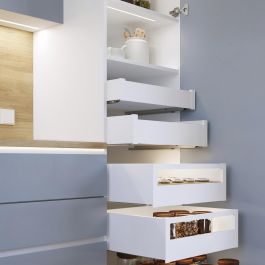 Emuca Cajón exterior Protone 30kg con guías de extracción total y cierre suave, Altura 93mm, profundidad 350mm, Acero, Pintado blanco