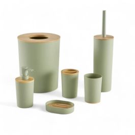 Today TOD3574641271466 Juego de 6 Accesorios de Baño Verde - Dispensador Jabón, Vaso, Portacepillos, Jabonera, Escobilla, Cubo Basura