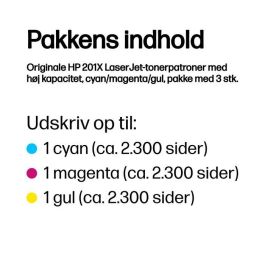 HP 201X 3-pack High Yield Cyan/Magenta/Yellow Original LaserJet Toner Cartridges