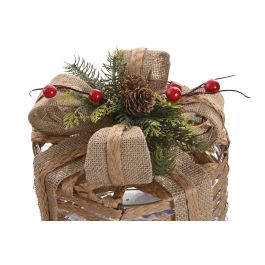 DKD Home Decor Adorno Navideño Alpina LED de Ratán y PE Natural Multicolor, 25x25x30 cm, Set de 3 Piezas (Pack de 2)
