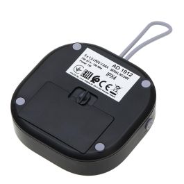 Adler Radio Portátil FM AD 1912 Resistente al Agua IPX4 con Reloj y Alarma, 9 x 9 x 2,5 cm