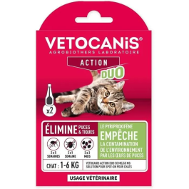 Vetocanis Pipetas Duo antipulgas y anti-garrapatas para Gatos - 2 pipetas, 5 semanas de protección Precio: 28.49999999. SKU: B1GGMNA64F