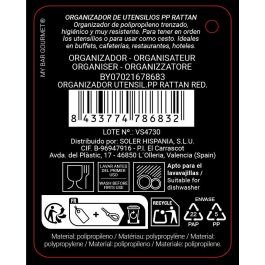 Inde Organizador Utensili. Pp Rattan Red. 14.9 cm Ancho x 19.3 cm Alto x 15 cm Largo