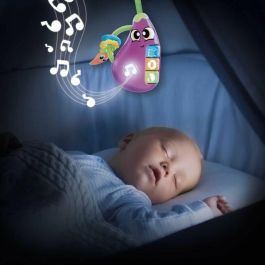 Carotina Baby LIS8008324109890 Sonajero Electrónico Berenjena para Bebés con Melodías, Sonidos de Animales y Mordedores