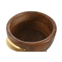 DKD Home Decor Mortero Basicos Natural Dorado Acacia Inox 17 x 14.5 x 20.5 cm