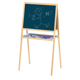 Jeujura Mesa Creativa de Madera Doble Cara Tizas Marcadores Magnética Blanca 105cm +3 Años