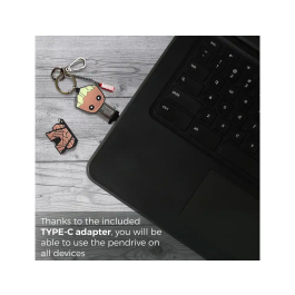 Wondee Memoria USB 32GB Groot Llavero con Adaptador USB C Compatible Windows/macOS/Linux
