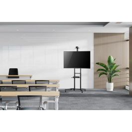 Neomounts FL50-550BL1 Soporte Suelo Móvil Pantallas 37-70" 50kg con Bandeja Cámara, Altura Ajustable, VESA 100x100-600x400, Negro