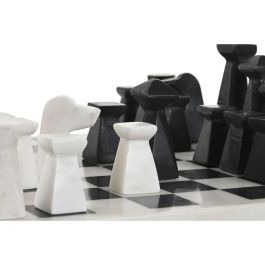 DKD Home Decor Juego de Ajedrez Moderno de Mármol Blanco y Negro 33 x 33 x 1.5 cm