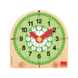 Diset Reloj Escolar de Madera para Aprender las Horas y Minutos, a Partir de 2 Años, Incluye Perchero