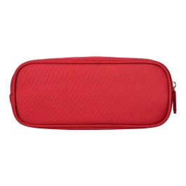 Estuche Portatodo Liderpapel Classic Ovalado 2 Cremalleras Con Bolsillo Delantero 210x90 mm Rojo