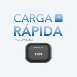Daewoo Auriculares TWS Inalámbricos Bluetooth 5.4 Negro, Cancelación Activa de Ruido (ANC) y ENC, Pantalla Nivel de Carga, 35mAh auricular, 450mAh estuche