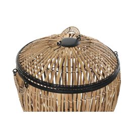 DKD Home Decor Cesta para Ropa Balinesa de Ratán y Metal con Tejido Poliéster Natural Negro, Set de 2, 48x48x55 cm DKD Home Decor Cesta para Ropa Balinesa de Ratán y Metal con Tejido Poliéster Natural Negro, Set de 2, 48x48x55 cm
