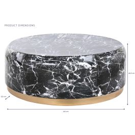 DKD Home Decor Mesa Centro Moderno Negro Dorado Hierro 120 x 46.5 x 120 cm