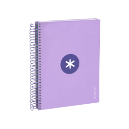 Antartik Cuaderno espiral A5, 120 hojas, 90 gr, cuadro 5mm, tapa forrada, color lavanda