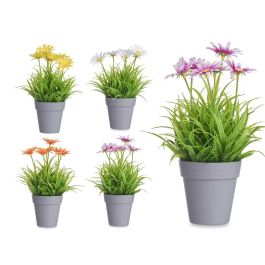 Ibergarden Maceta Decorativa Margarita con Flor Artificial de Plástico, Metal y Tela, 14x21x14 cm, Colores Surtidos, incluye maceta interna de 8 cm de diámetro. (24 Unidades)
