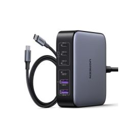 UGREEN Cargador Rápido de Escritorio Nexode 200W con 2 USB-A y 4 USB-C para Dispositivos Universales, Negro/Gris