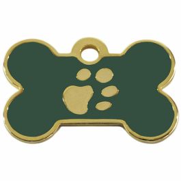 Placa identificativa para collar Imarc Verde Dorado Hueso Aluminio