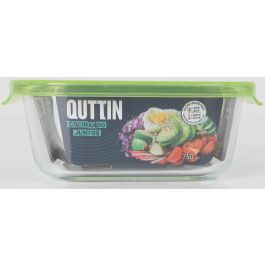 Quttin Fiambrera Cuadrada con Tapa Verde para Alimentos, Recipiente de Almacenamiento de 750 cc, Dimensiones 16 x 16 x 6.3 cm (6 Unidades)