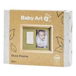 Baby Art Pure Frame - Kit de estructura con arcilla para modelar y estructura de madera de pino natural, rodillo, panel trasero reversible (verde/naranja)