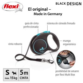 Flexi Correa Black Design S Cinta de Nylon de 5 Metros, Color Azul con Carcasa Negra y Llamativos Contrastes Precio: 14.58999971. SKU: S6102266