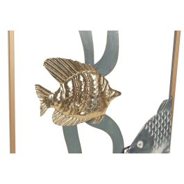 DKD Home Decor Decoracion Pared Mediterraneo Azul Dorado 3.8 x 80.5 x 90 cm Set de 3