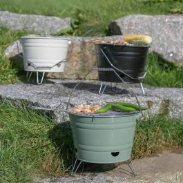 Livoo DOC327N Barbacoa de Carbón Portátil, Fabricada en Acero Inoxidable, con Superficie de Cocción Ø27 cm y 24 cm de Altura